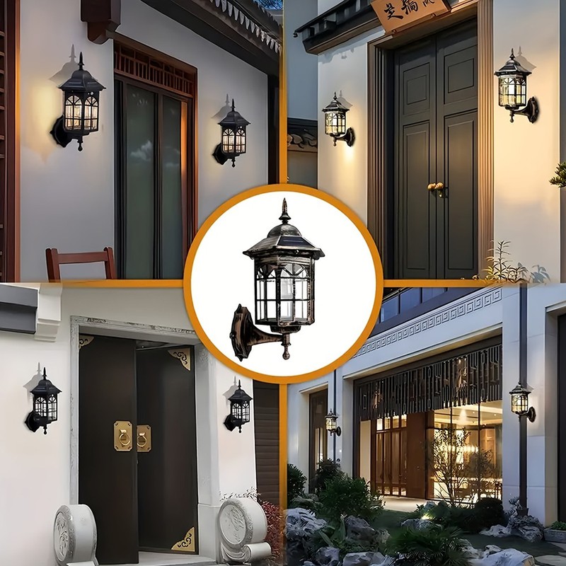 Solar Wall Lantern Lights 2 Pack Outdoor Waterproof LED Dusk to Dawn NEW gallery