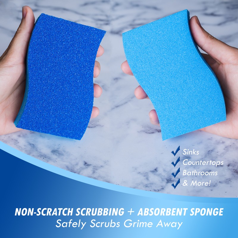 ELITRA Antimicrobial Non-Scratch Scrubber Cleaning Sponge, Pack of 6 - Blue gallery