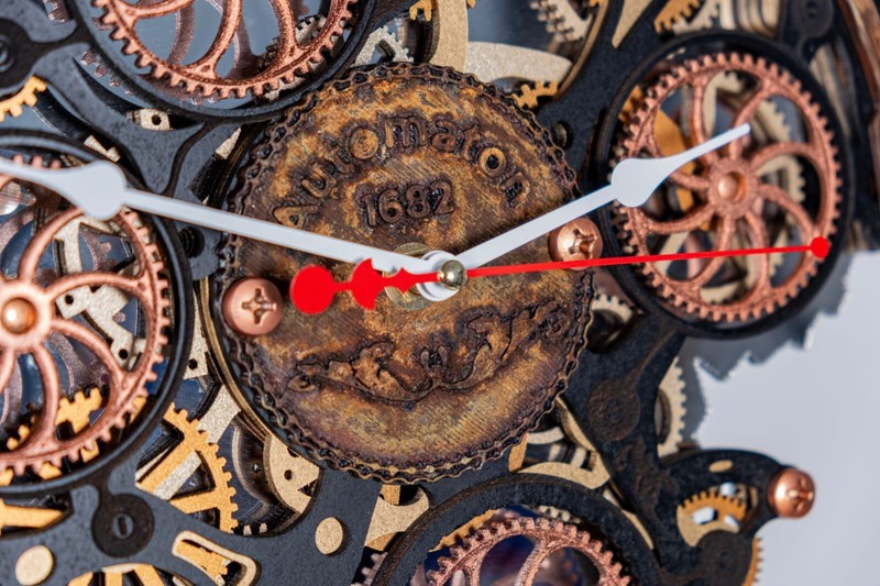 Automaton Bite 1682 "Underwater" Rust Nautical Wall Clock Moving Gears Loft Art gallery