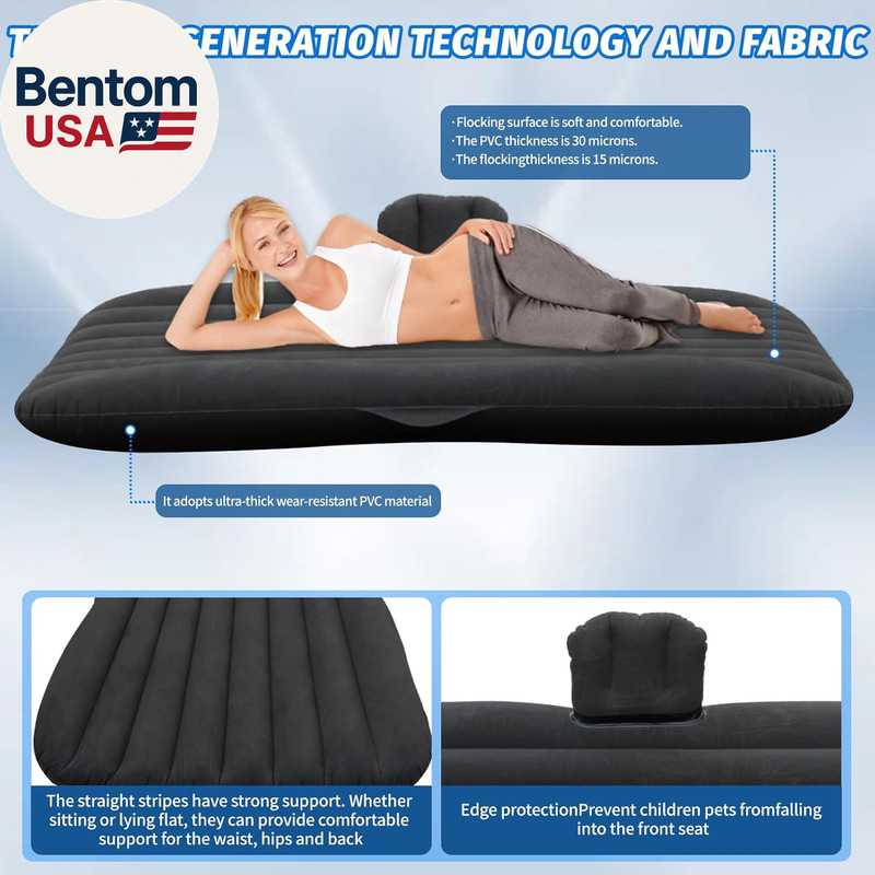 Inflatable Car Air Mattress Back Seat Bed with Air Pump,55" (L) X 35" (W) Portab gallery