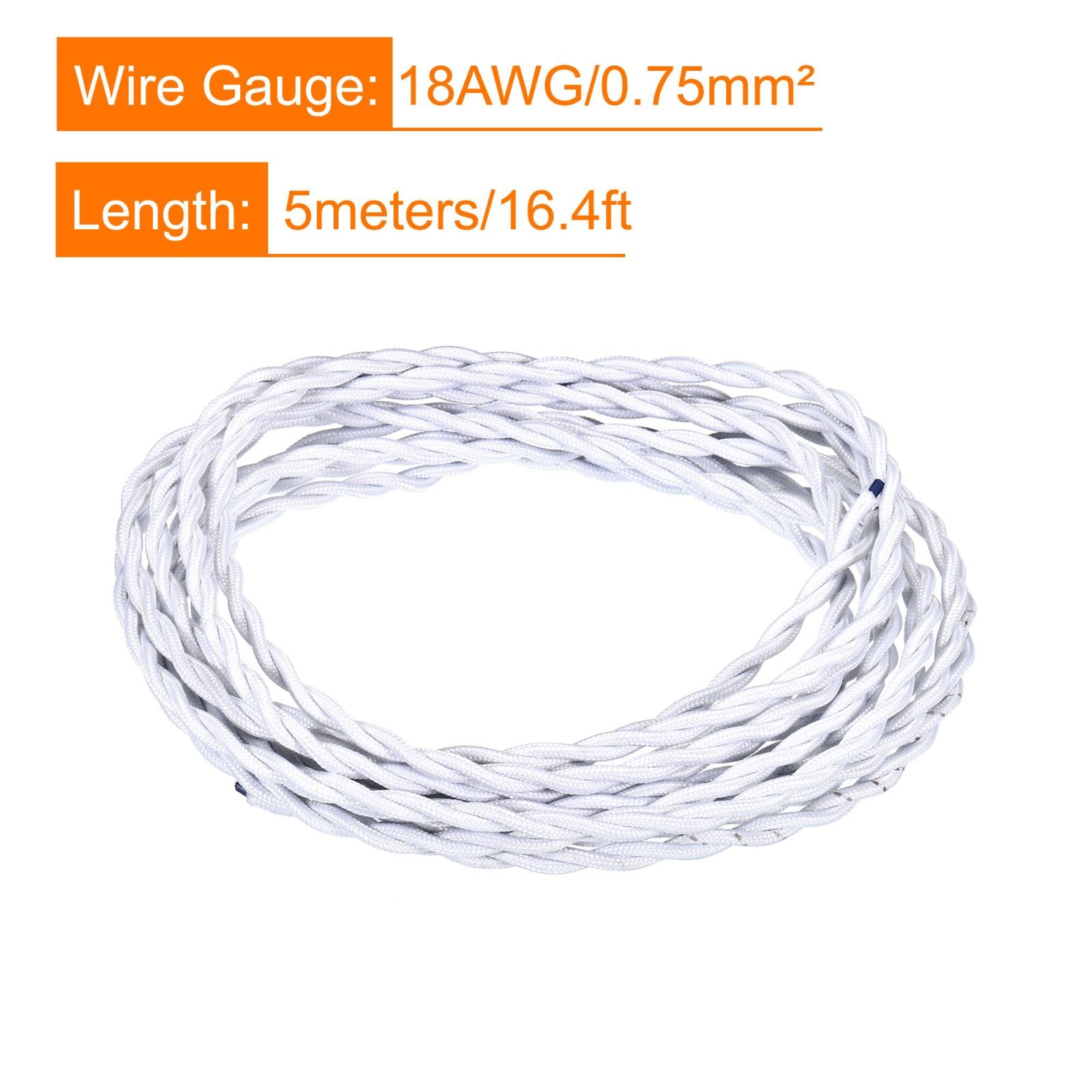 Twisted Cloth Covered Wire 2 Core 18AWG 5m/16.4ft,Electrical Cable,White gallery