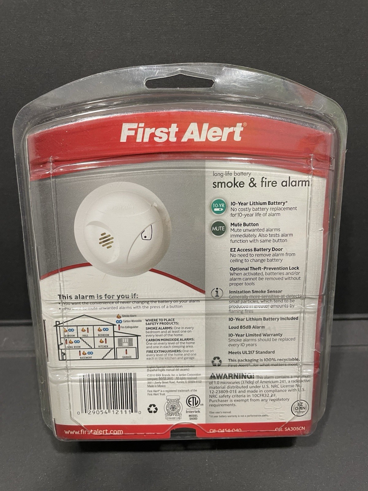 First Alert Smoke Fire Alarm w/ 10 Year Lithium Battery 85 dB SA305CN New Sealed gallery
