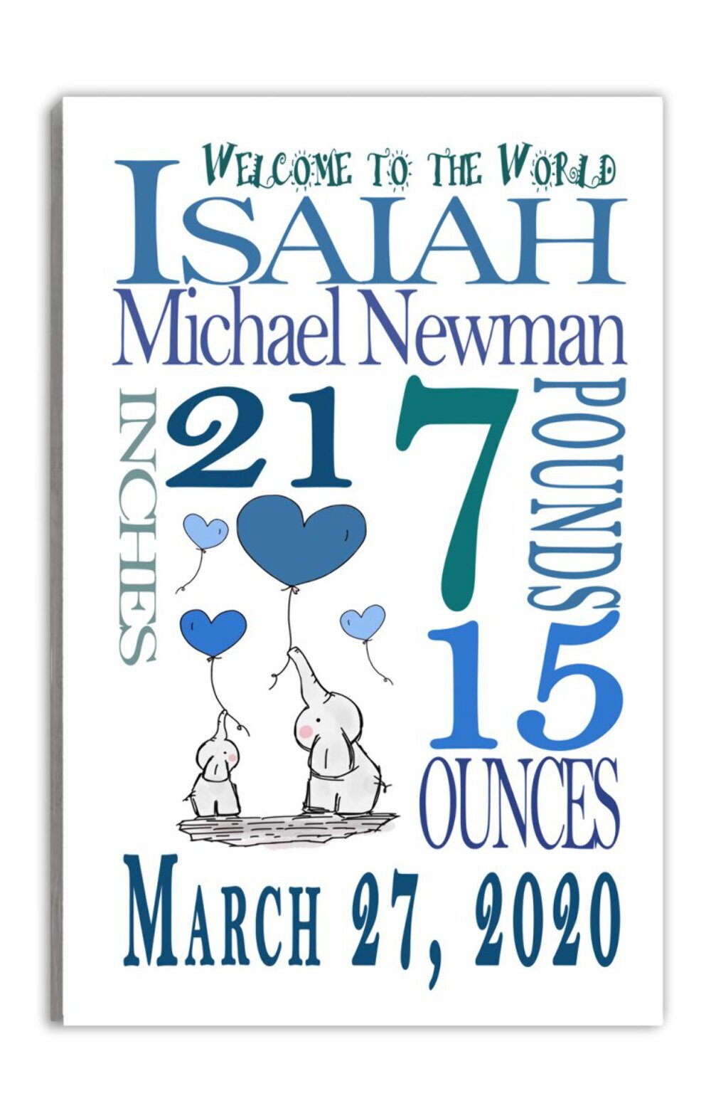 Personalized New Baby Boy Birth Announcement Gift Wall Art gallery