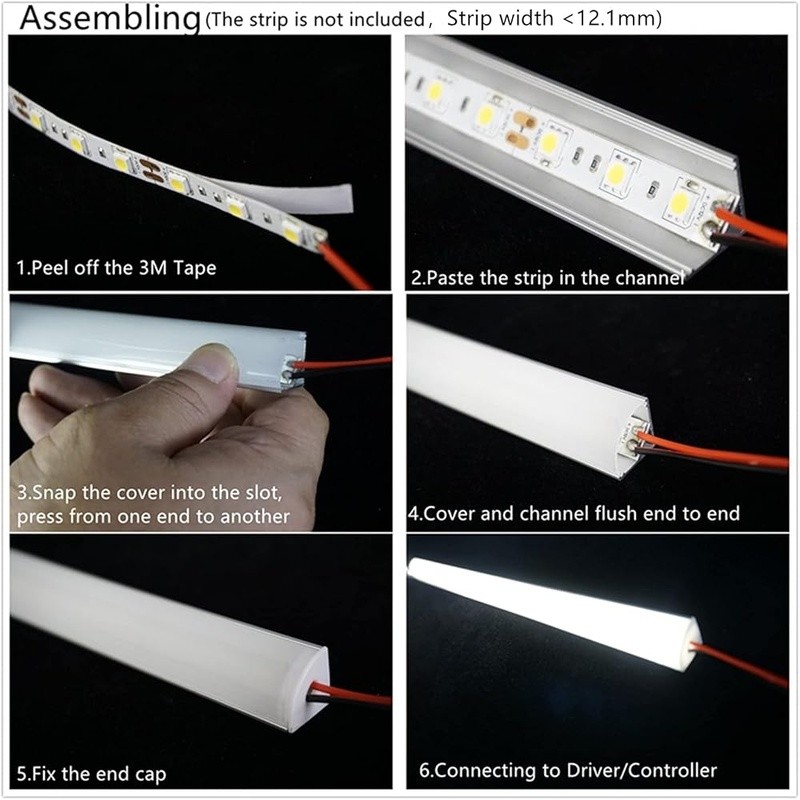 V Shape LED Strip Channel Diffuser 20 Pack UV Resistant Aluminum Profile New gallery