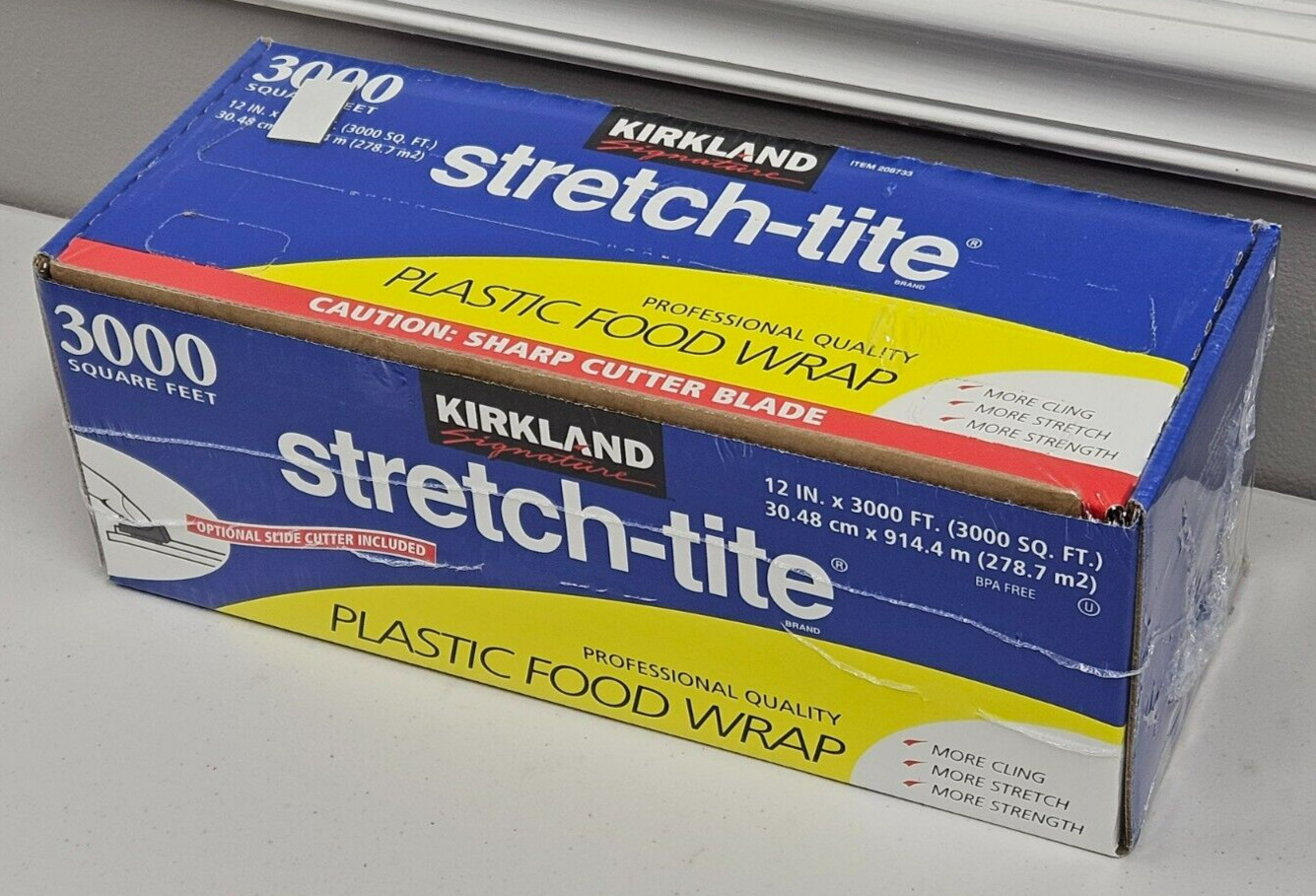 Kirkland Signature Stretch Tite Plastic Film Food Wrap 3000 ft x 12" 12 in wide gallery