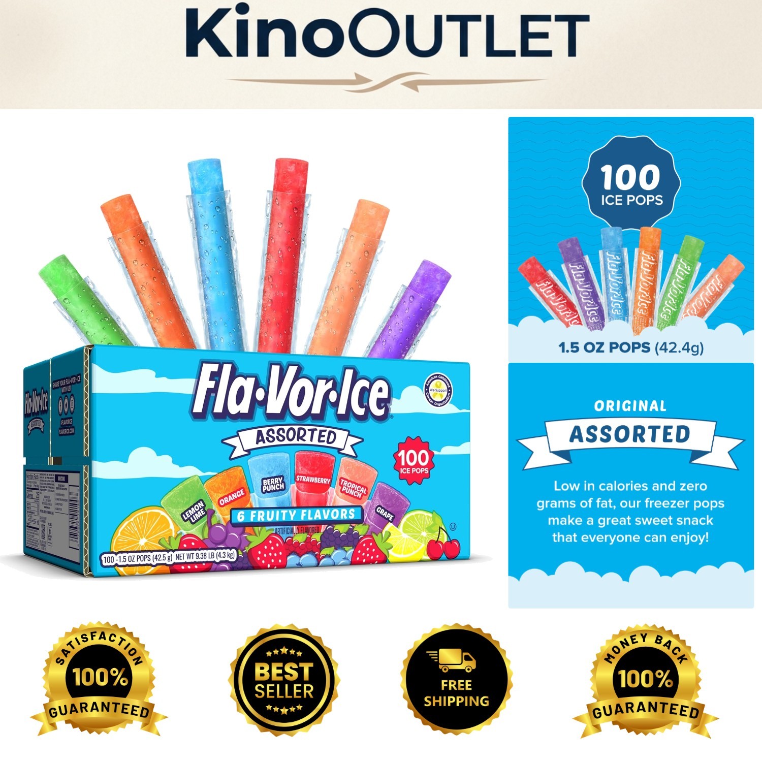 Fla-vor-ice 100 Count Assorted Popsicle Variety Pack - Refreshing Summer Treat gallery