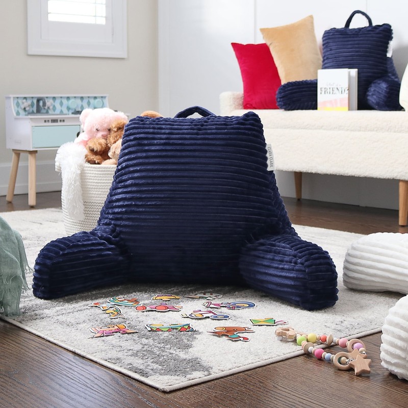 Backrest Reading Pillow,Shredded Memory Foam Bed Rest Pillow,Medium,Navy Blue gallery
