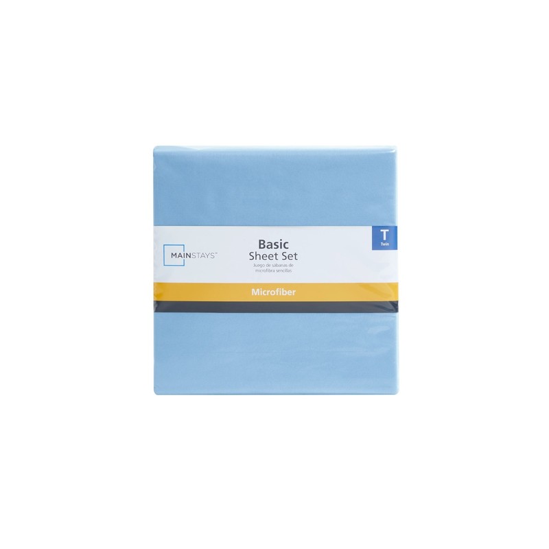 Mainstays Basic Value Microfiber Bed Sheet Set, Light Blue, Twin, 3 Piece. gallery