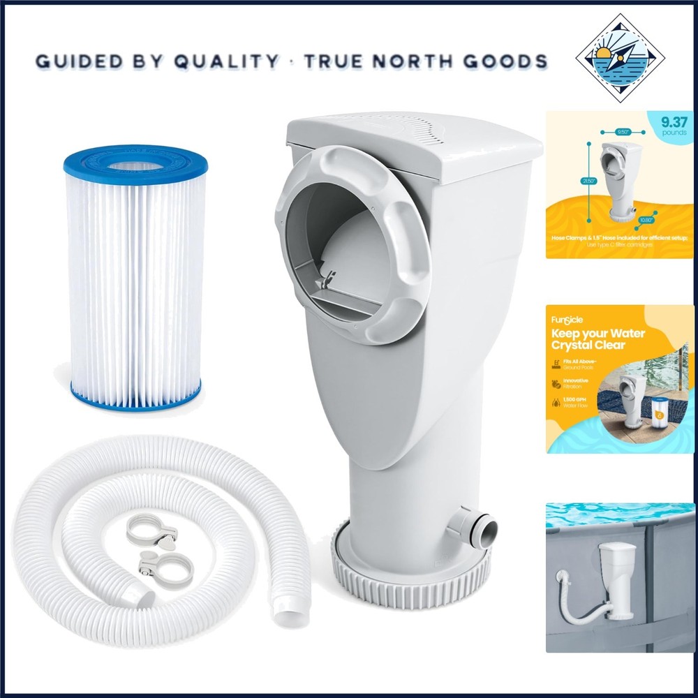Compact SkimmerPlus 2-in-1 Filter Pump & Skimmer for Easy Pool Maintenance