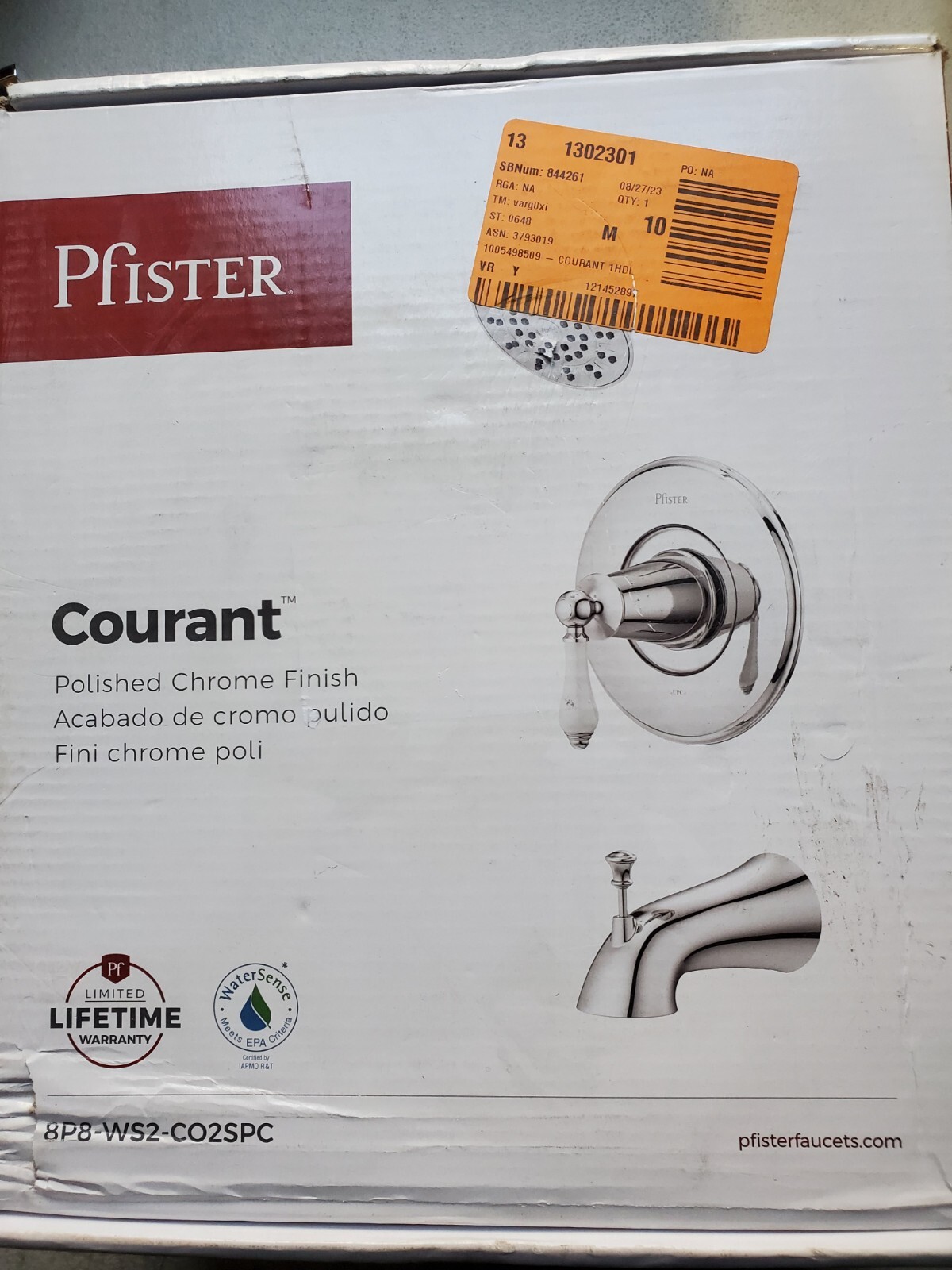 Pfister 8P8-WS2-CO2SPC Courant Single-Handle Tub & Shower Faucet Polished Chrome gallery