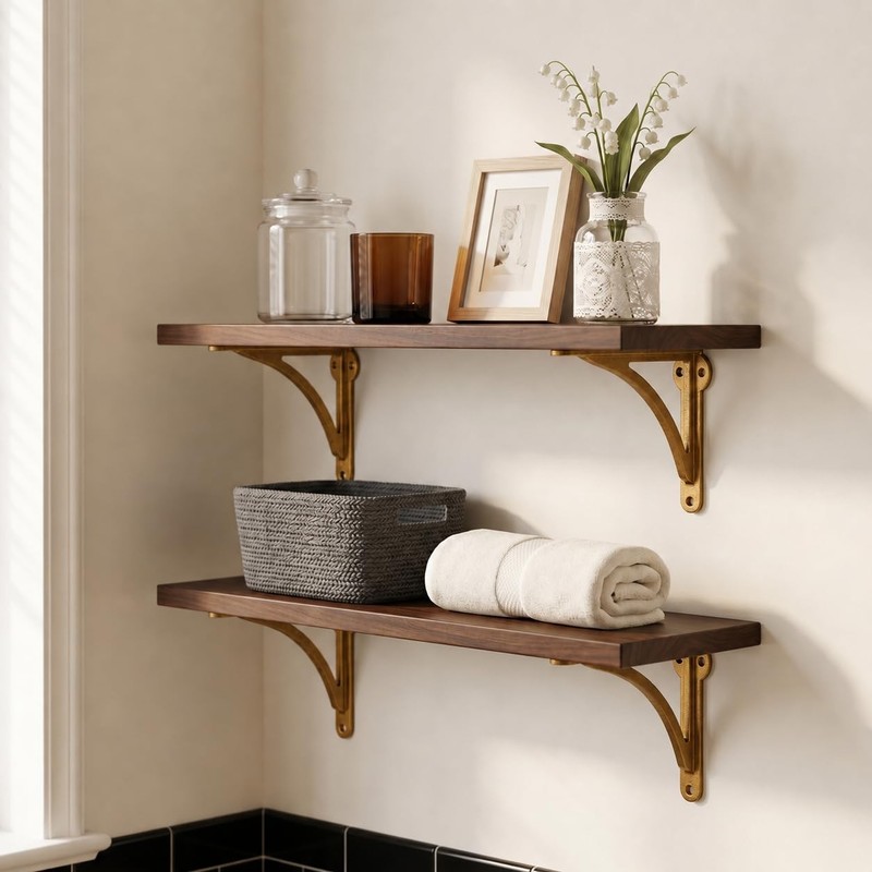 Khtumeware 100 Solid Brass Decorative Shelf Brackets 10-Inch Wall-Mounted gallery