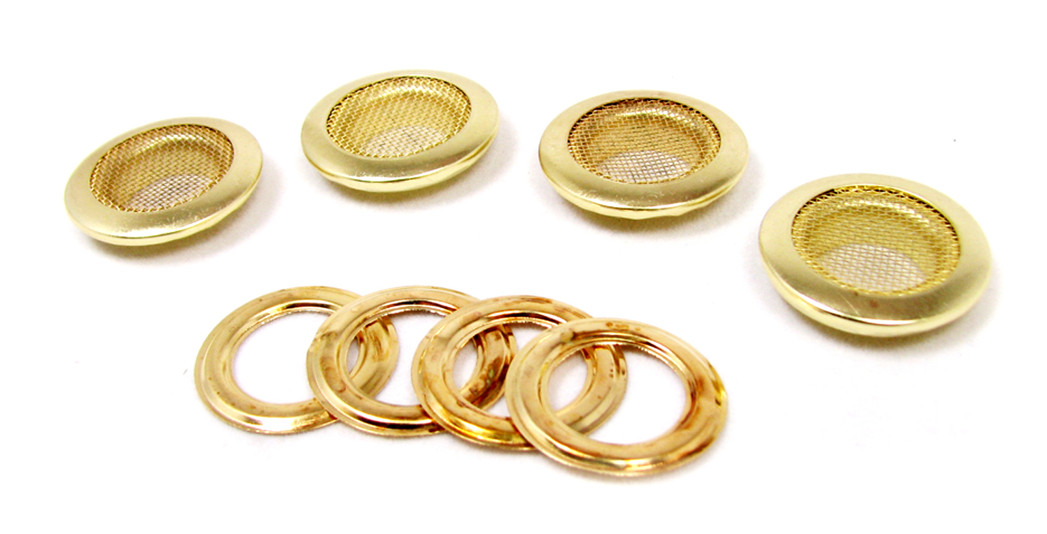 4pc. Beautiful Shiny 1" Brass Screened Grommets with Matching Washers gallery