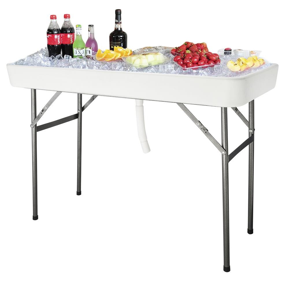 4FT Folding Ice Bin Table Outdoor Ice Cooler Table w/ Matching Skirt Party gallery