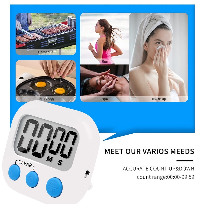 6 Pack Small Digital Kitchen Timer Magnetic Back and ON/Off Switch,Minute Sec... gallery