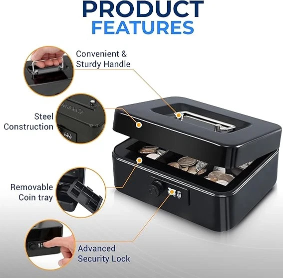 Security Money Box Fire Proof Lock Safe Storage Cash Gun Jewelry Portable Safety gallery