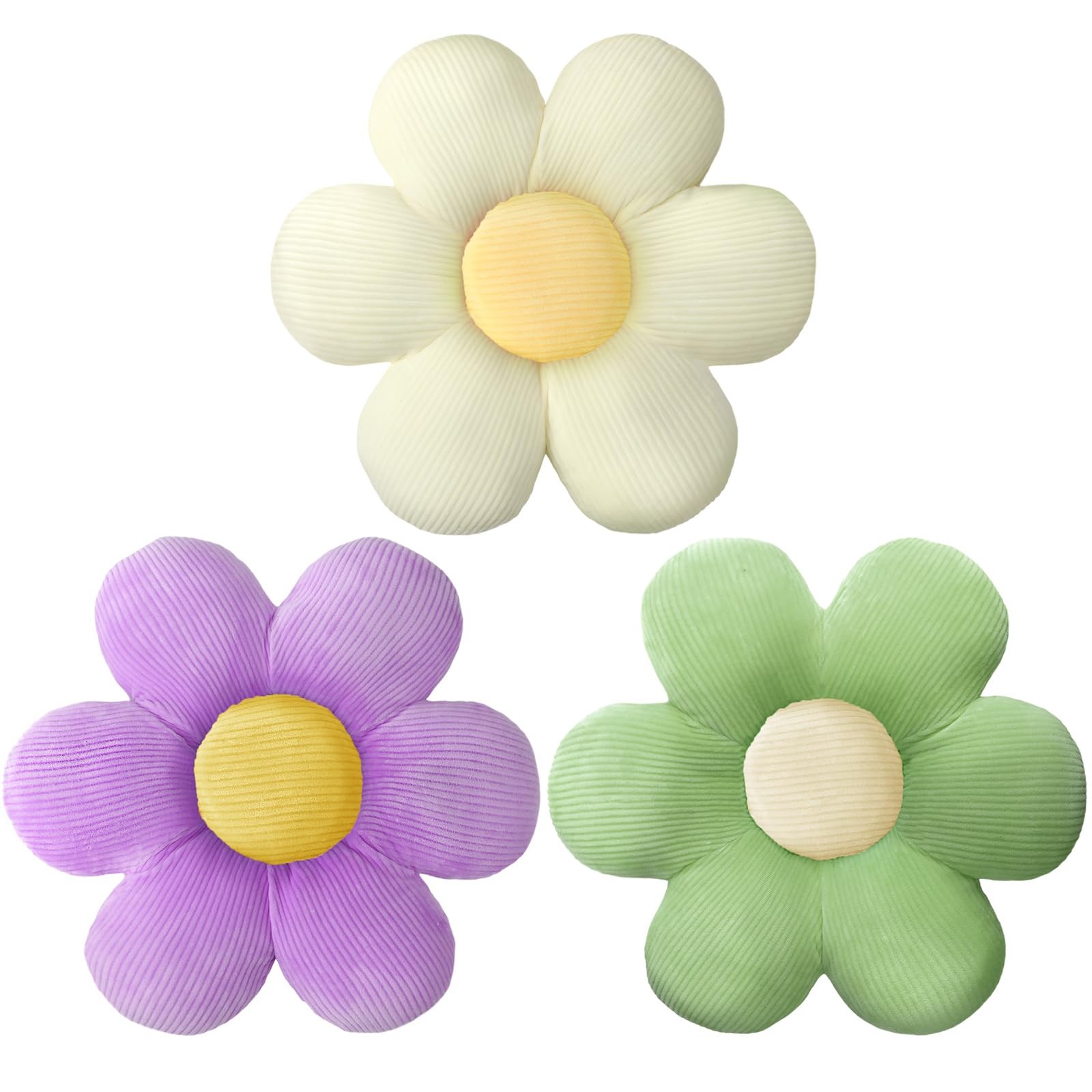 Sratte 3 Pcs Flower Pillows Shaped Throw Cute 16", Colorful gallery