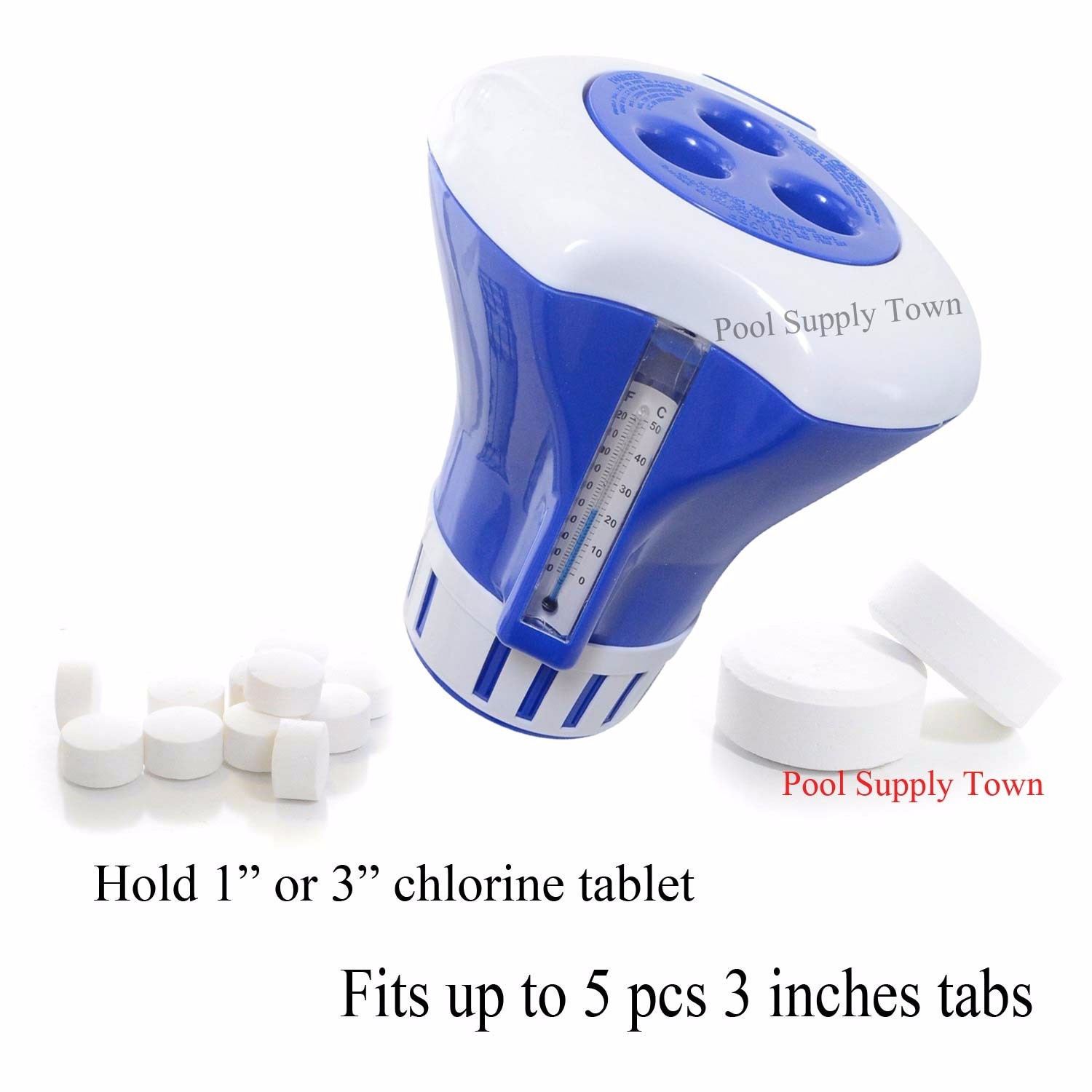 Floating Pool Tablet Dispenser / Floater w/ Built-in Thermometer gallery