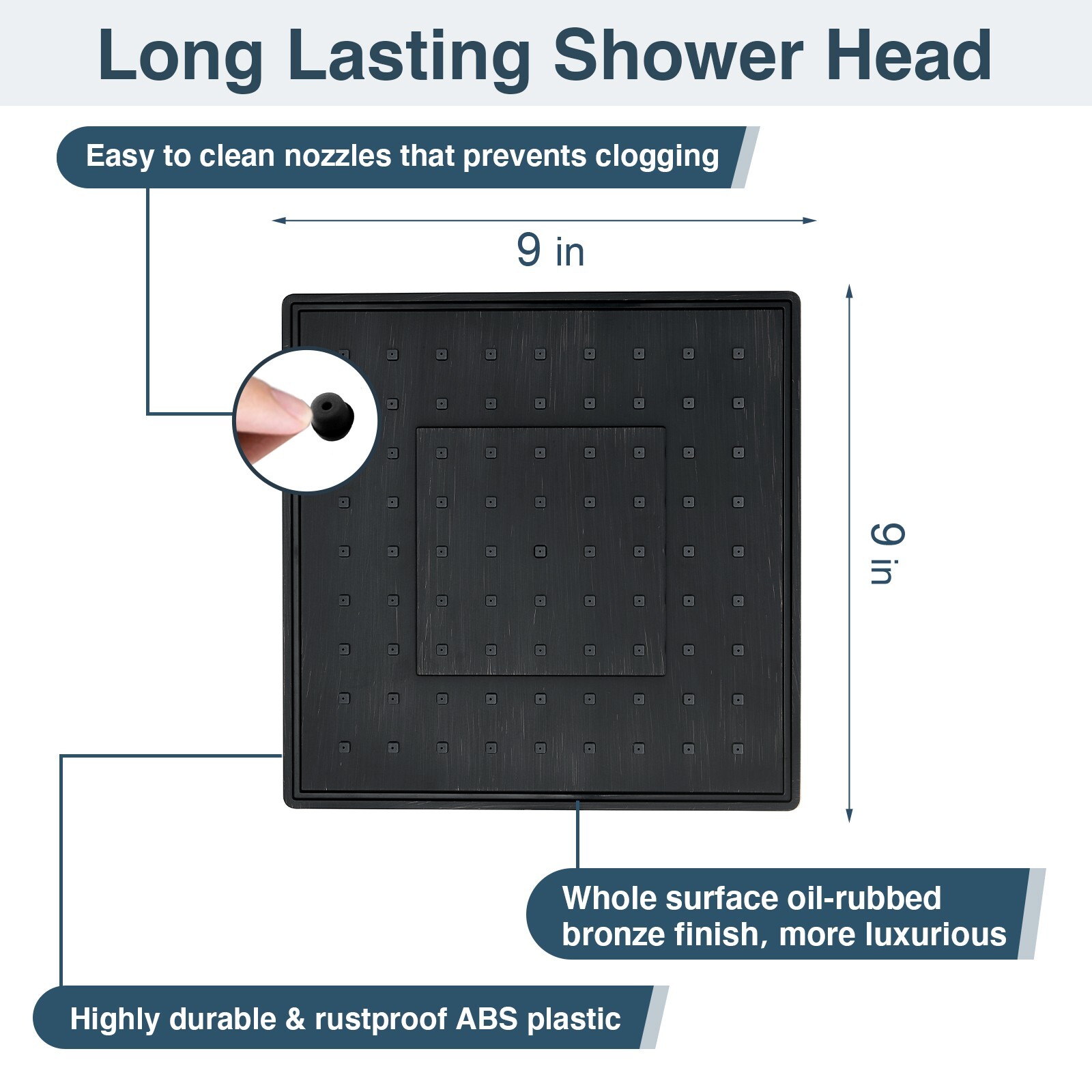 Square Shower Head, 8 Inch High Pressure Rain Shower Head, Angle Adjustable gallery