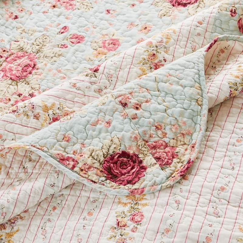 Durable 100% Cotton Quilted Throw Blanket - 50 x 60 Inches in Antique Rose gallery