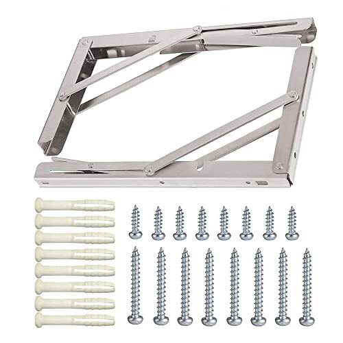Folding Shelf Brackets, Max Load 300 lb, Heavy Duty Stainless Assorted Sizes gallery
