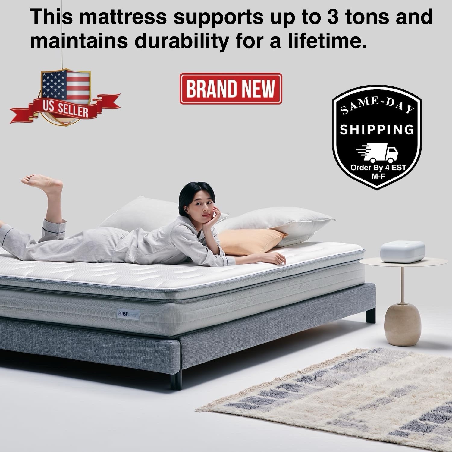Anssil Flat Grid Plus Full Mattress Extra Firm With No Spring And 3D Technology gallery