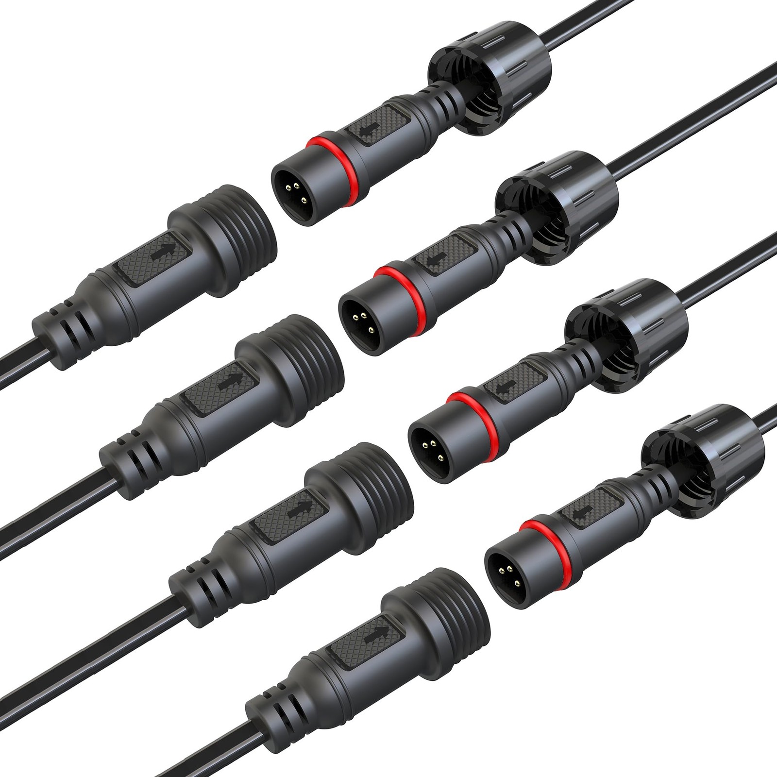 4 Pairs 18AWG Waterproof Connectors 3 Wire Male Female Plug LED Connector gallery