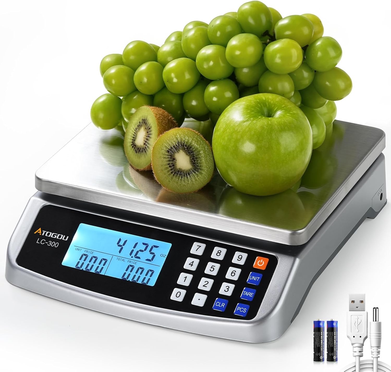 110Lb Food Scale, Commercial Kitchen Scale with Price Computing, Plug-In Usable, gallery