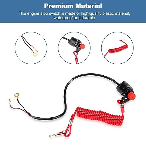 Pissente 2PCS Universal Engine Kill Switch with Safety Lanyard for ATV, gallery