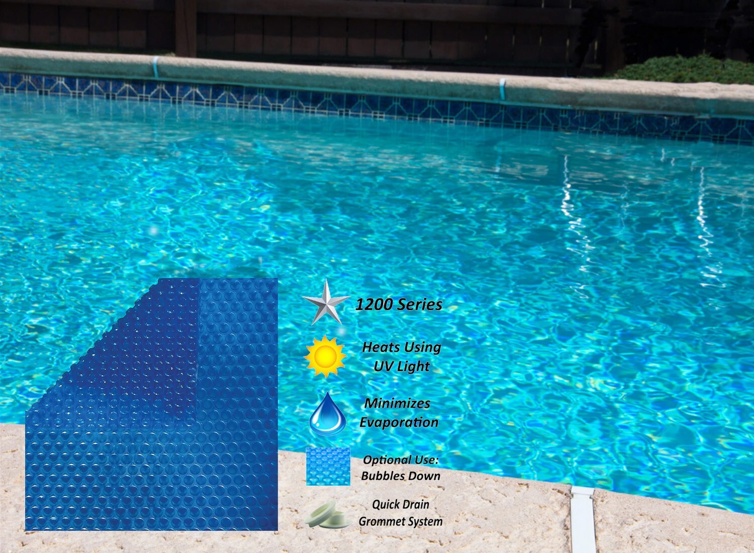 1200 Series Blue Swimming Pool Solar Blanket Cover w/ Grommet Kit - Choose Size gallery