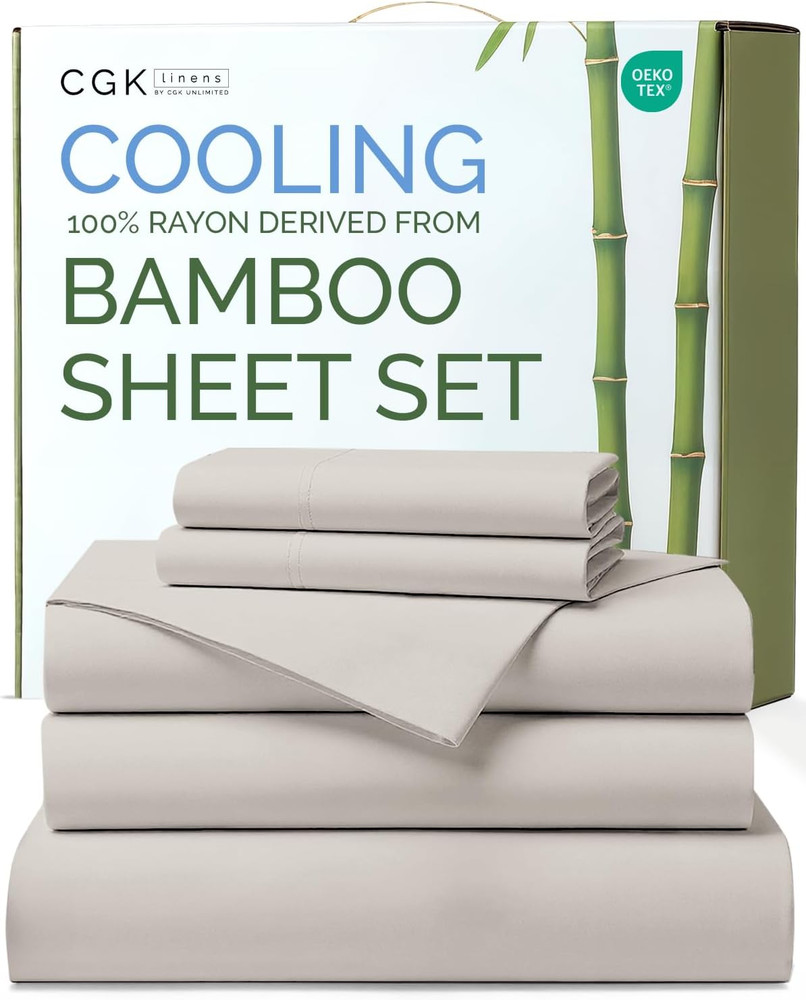 Cooling Split King Bed Sheets - 100% Bamboo Rayon - Ultra Soft Luxury Set