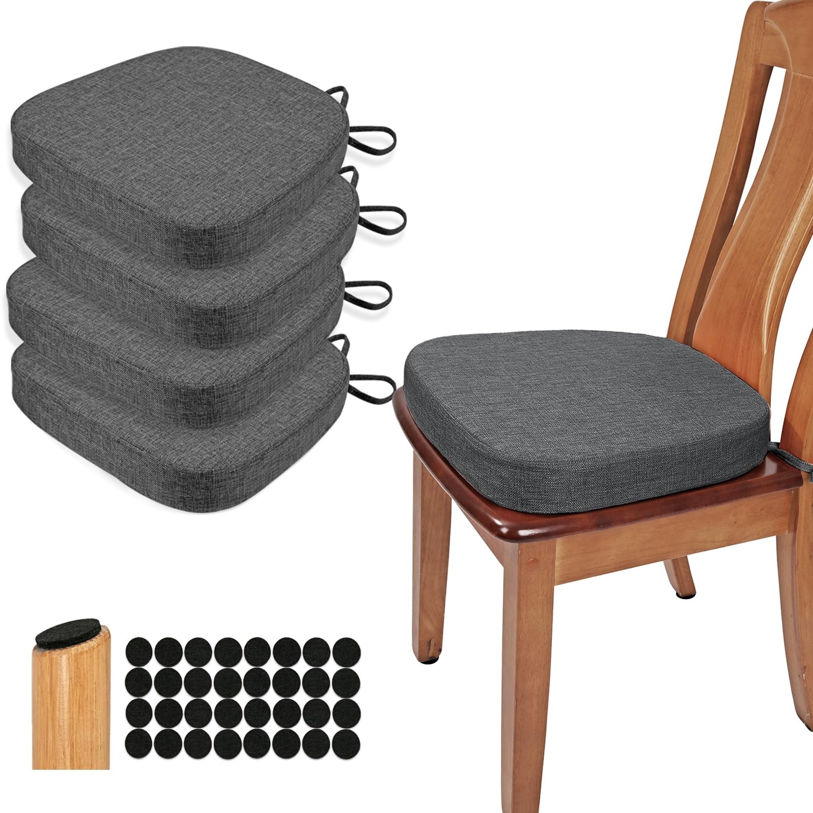Thickened 2.5" Dining Chair Cushions Set 4 U-Shape Density Foam Slip Resistant gallery
