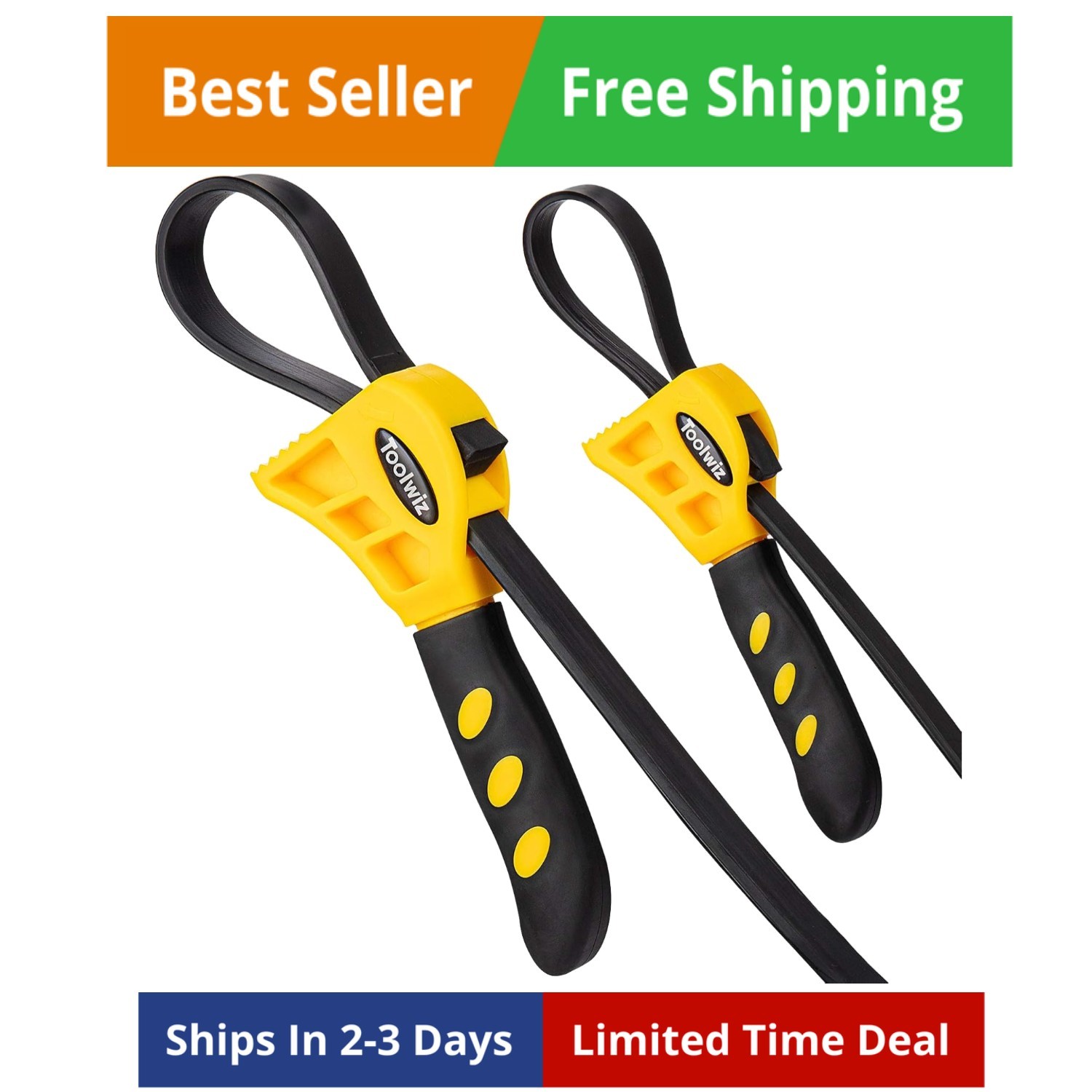 Rubber Strap Wrench Set for Pipes Below 6" 150mm & 4" 100mm – Reinforced Adju... gallery