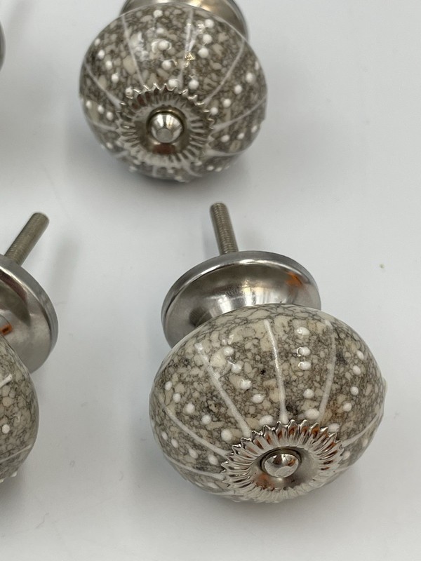 14 Drawer Cabinet Knobs Pulls White Gray Silver Mandala Veined H2 gallery
