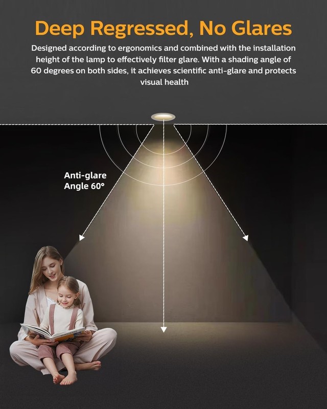 Adetu 4” LED Downlight 12W Dimmable 5CCT Anti-Glare Ceiling Light 6 Pack gallery
