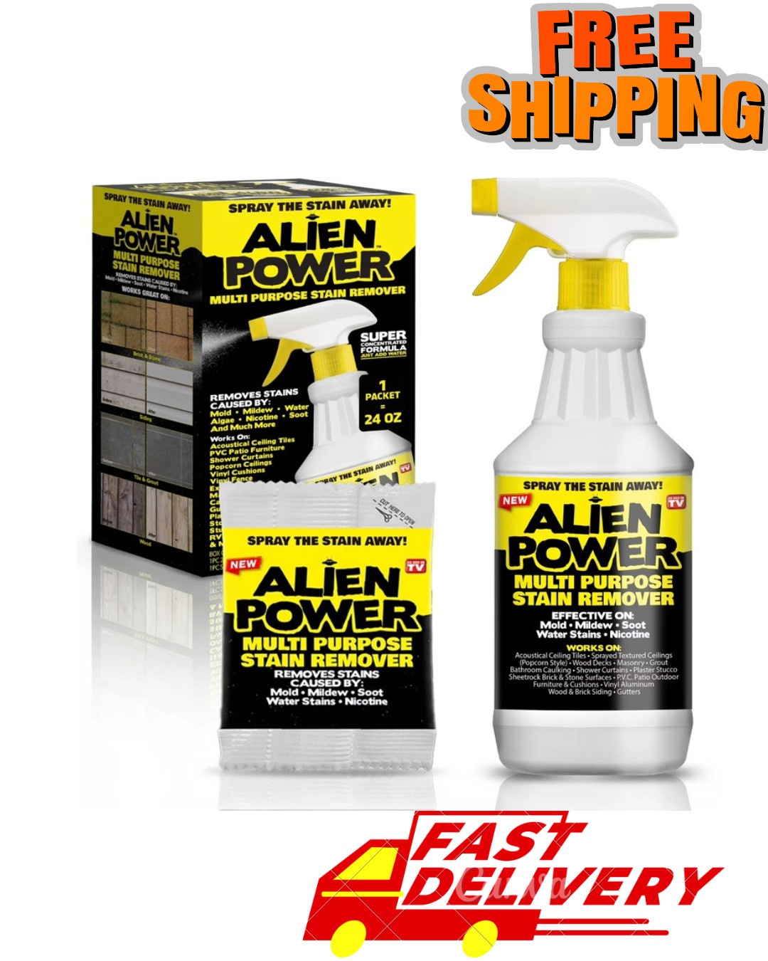 Alien Power Stain Remover Kit – Mold, Mildew & Algae Cleaner with Spray Bottle gallery