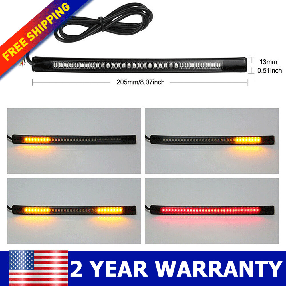 Waterproof Motorcycle LED Strip Underbody Lights 48-3528 SMD Amber Red Universal