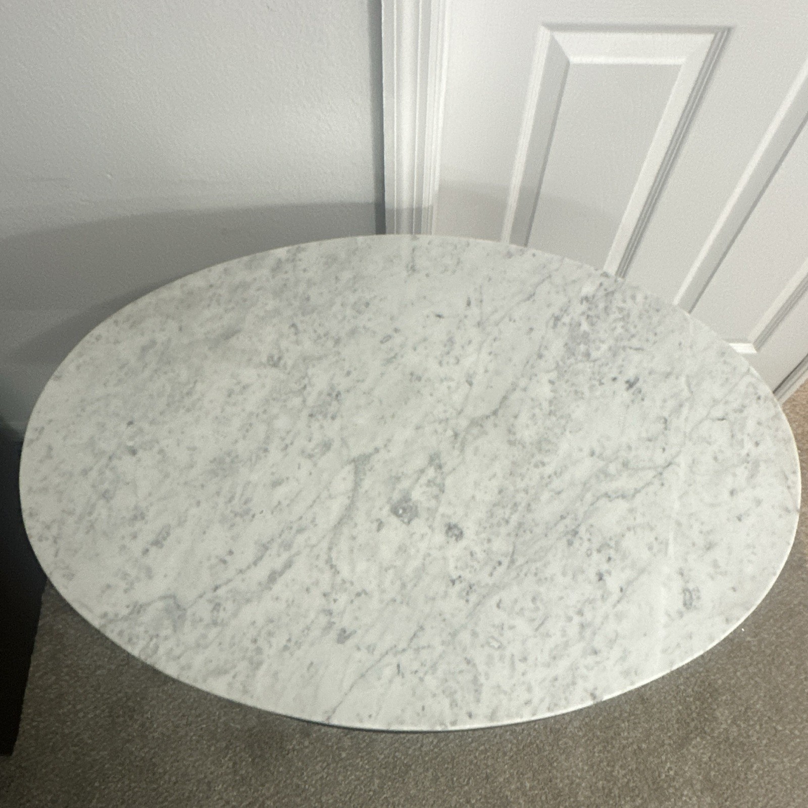 Round Marble Top Pedestal Accent Table Black/White, 30x34x28 in gallery