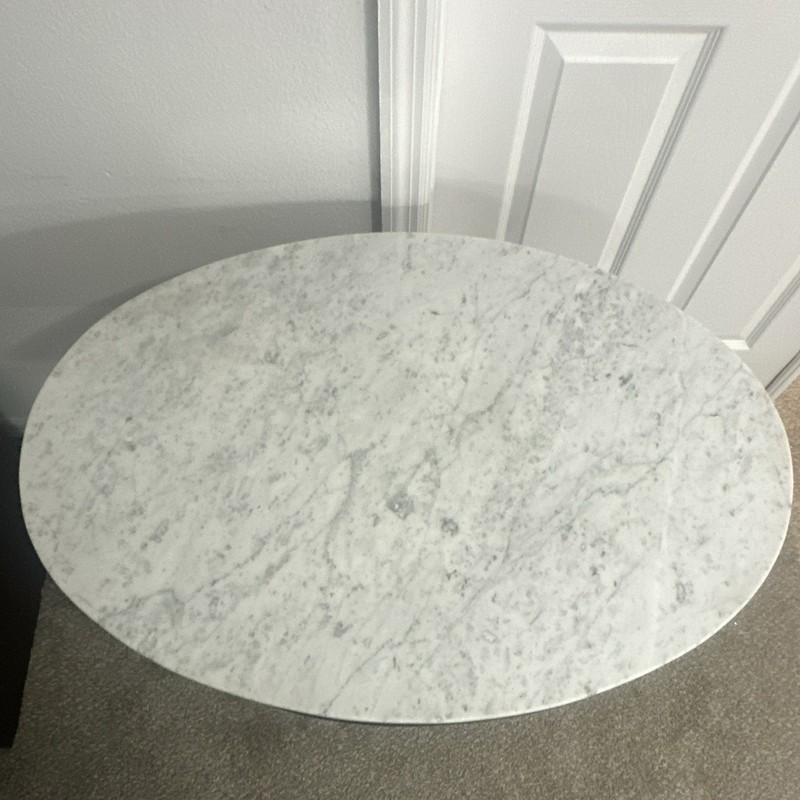 Round Marble Top Pedestal Accent Table Black/White, 30x34x28 in gallery