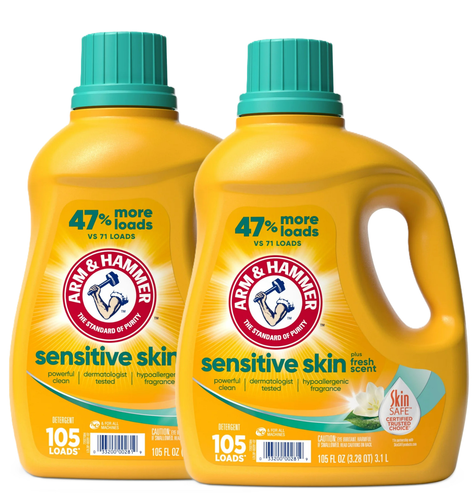 ARM & HAMMER Sensitive Skin Liquid Laundry Detergent Soap, Fresh Scent, 105 fl o gallery