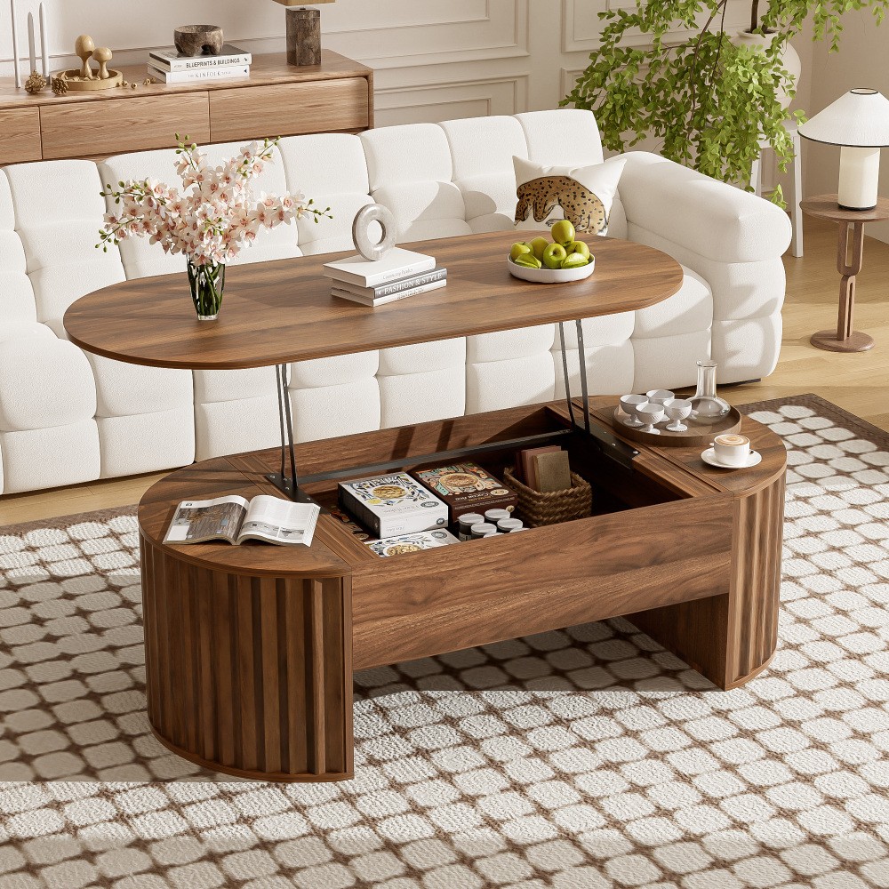 47.2''Lift Top Coffee Table with Hidden Compartment, Partially Assembled Wooden gallery