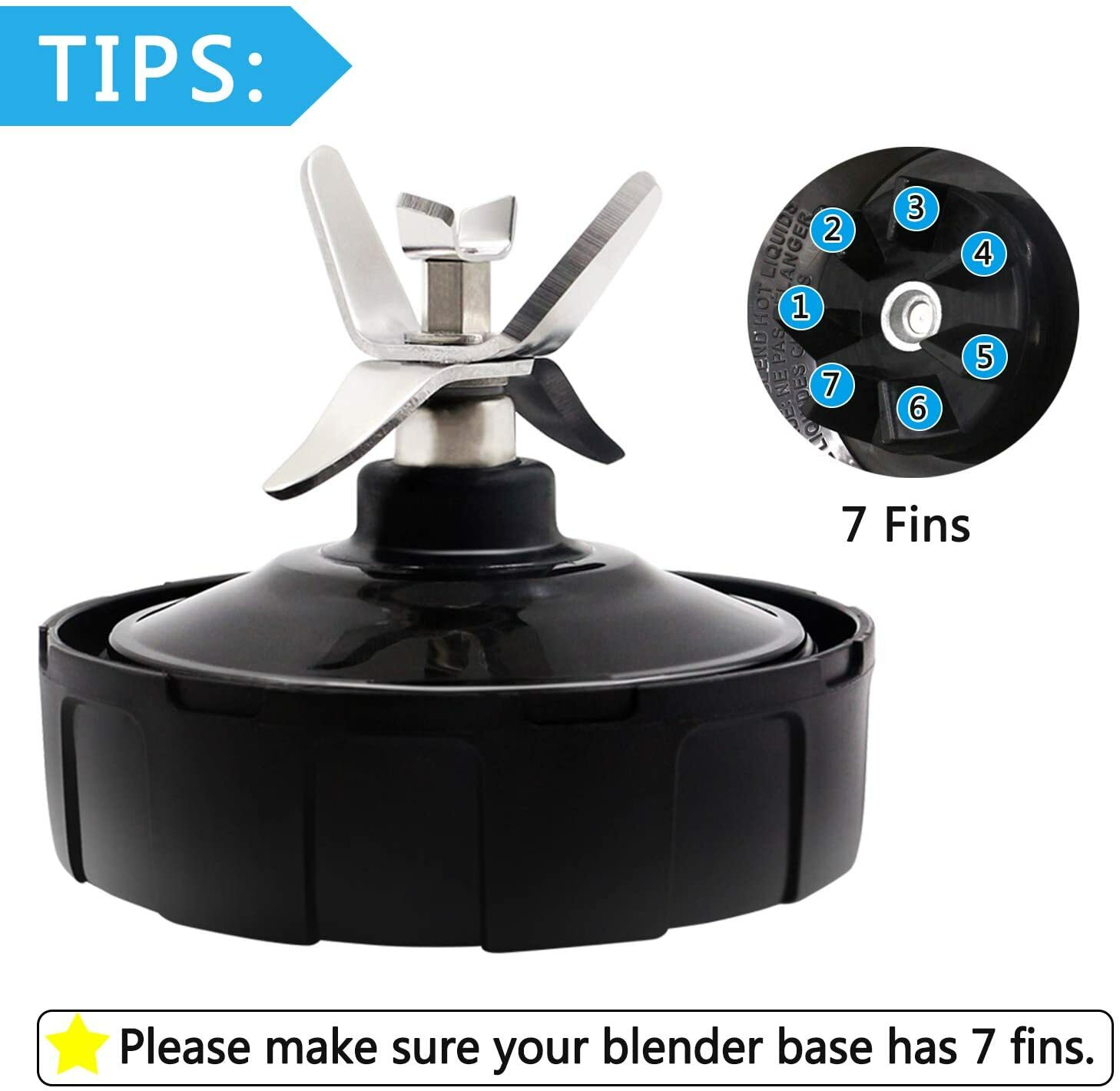 Replacement Extractor Blade For Nutri Ninja 7Fin Auto iQ BL480 BL482 BL640 BL642 gallery