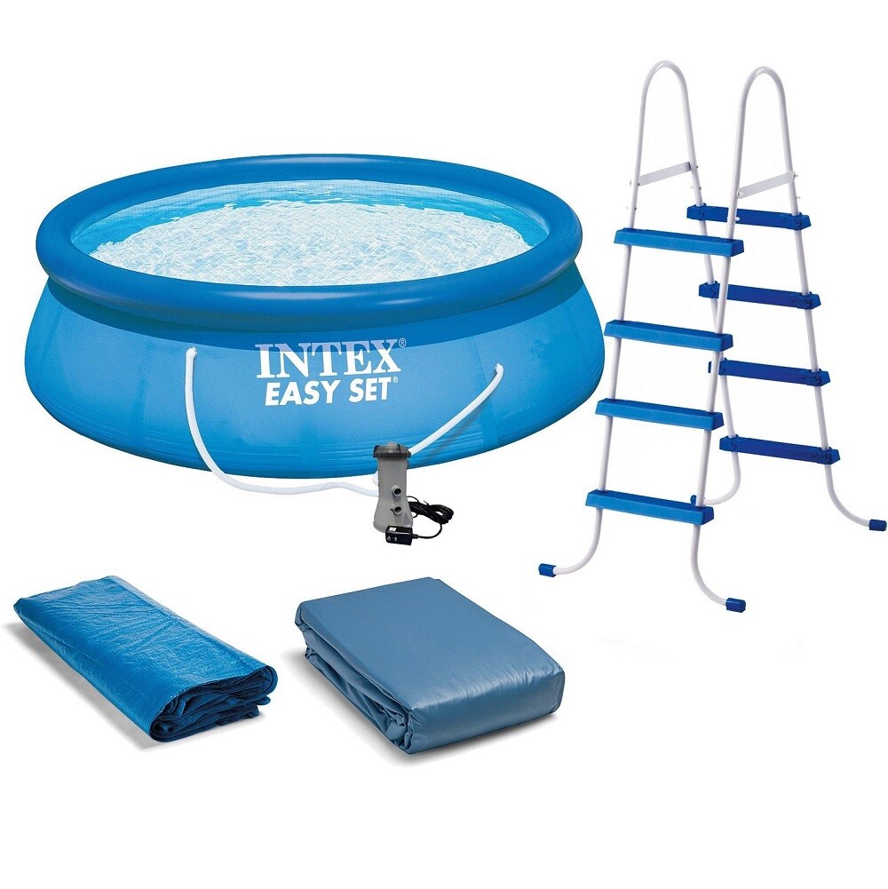 Intex 15ft X 48in Easy Set Pool Set with Filter Pump Ladder Ground Cloth and Poo gallery