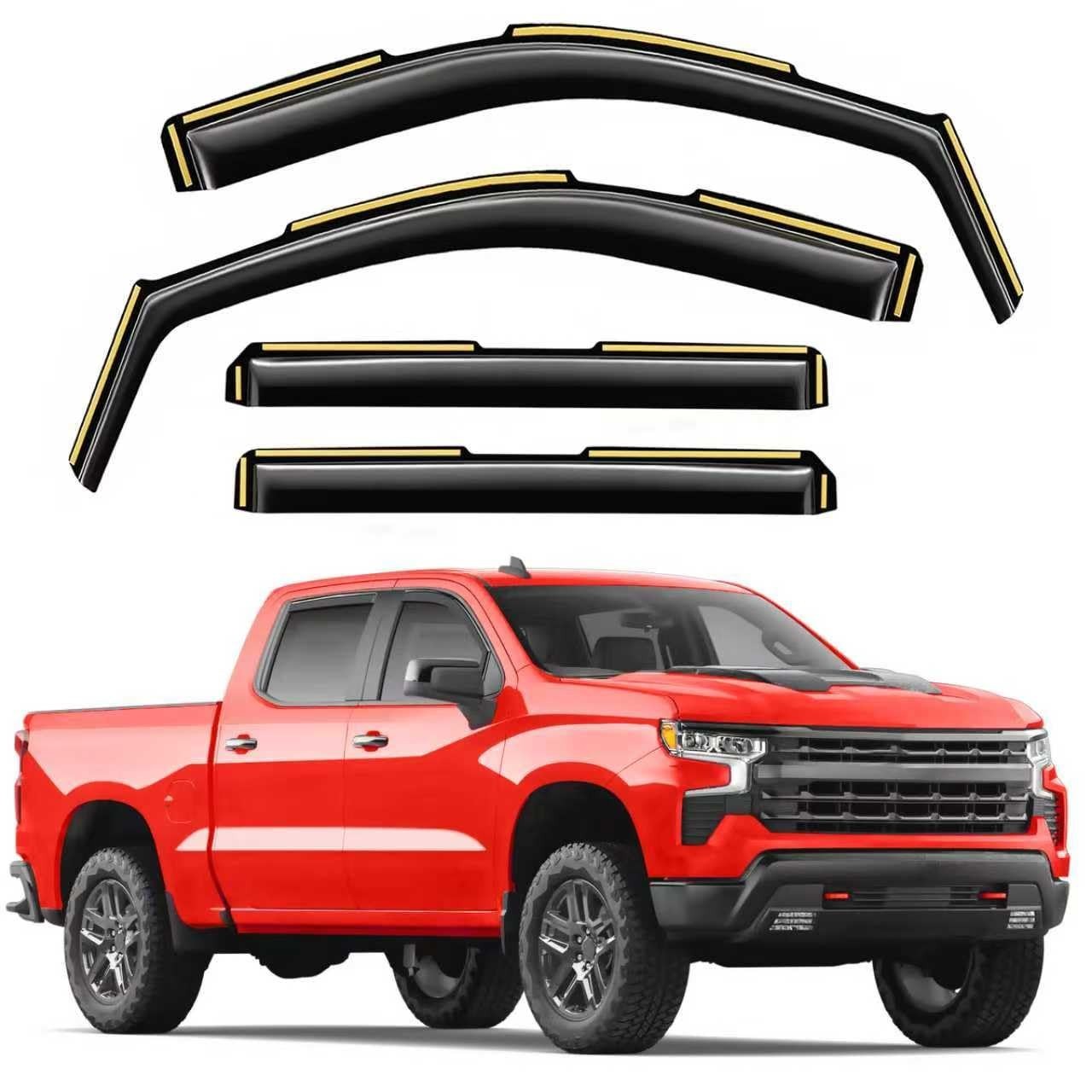 Saleago In-Channel Window Rain Guards Chevy Silverado GMC Sierra 1500 19-25 Crew gallery