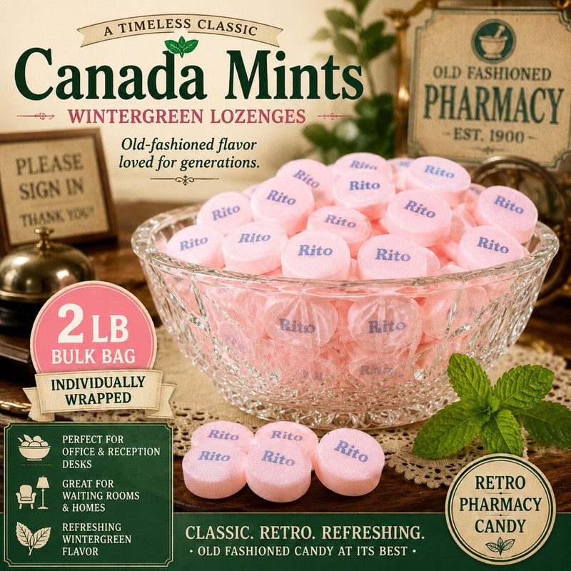 Pink Wintergreen Mints Canada Mints 2 pounds Lozengers Menta gallery