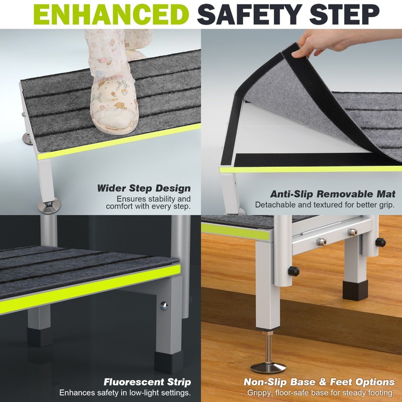 Step Stool with Handle for Elderly,Wide Platform and Anti-Slip Mats gallery