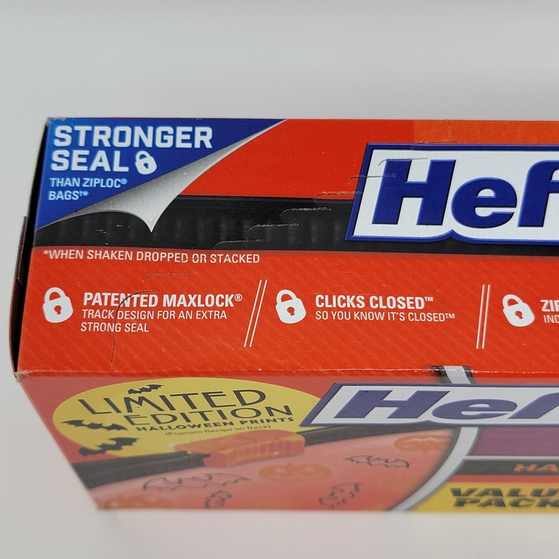 Hefty 2015 Halloween 30 Quart Storage Slider Bags Bats Pumpkins Limited Edition gallery