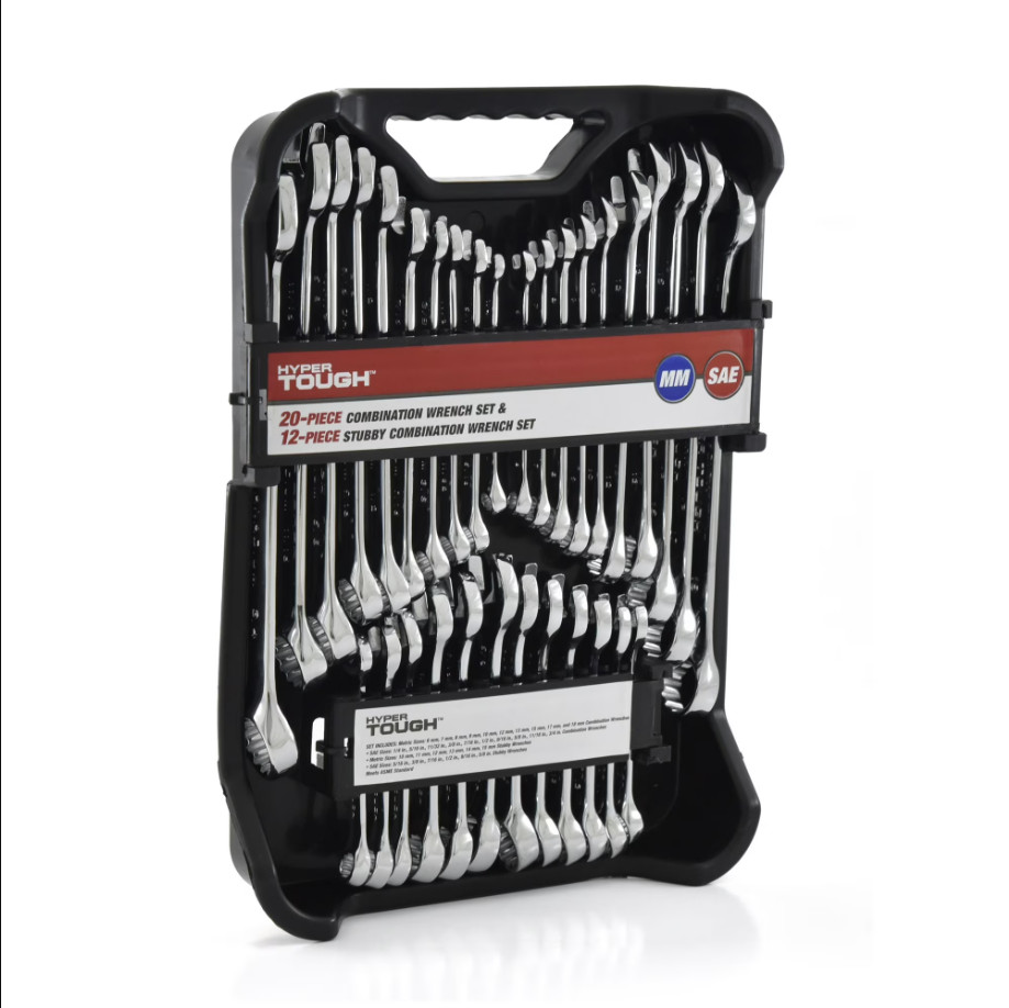 32-Piece Combination Wrench Set Chrome Vanadium SAE Metric Standard Stubby Case gallery