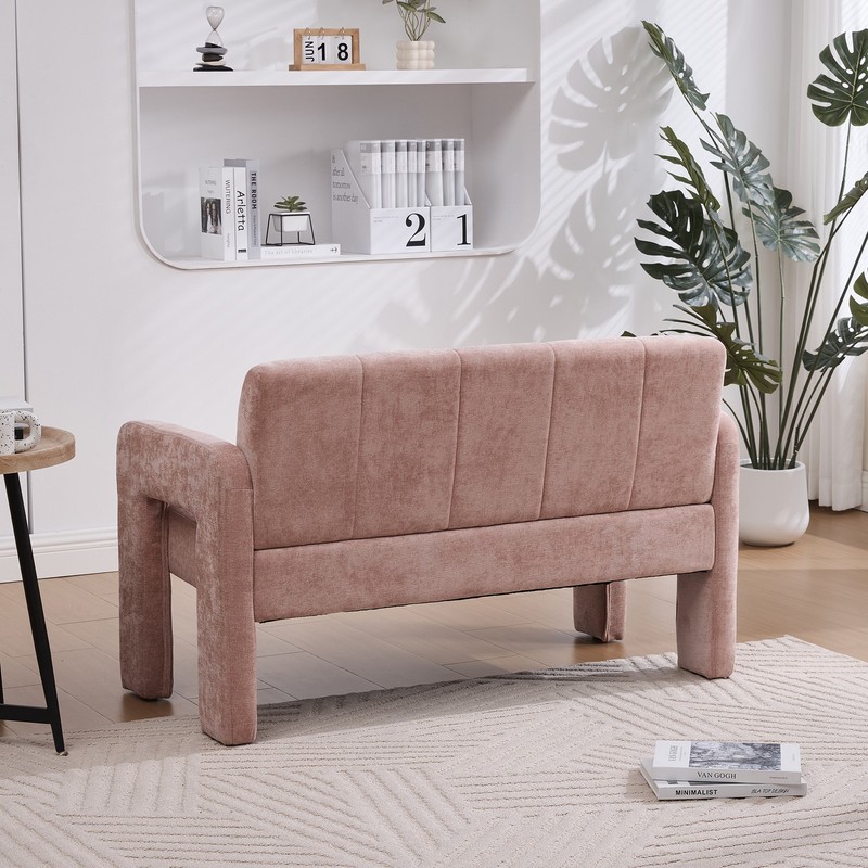 Modern Loveseat Sofa Chenille Upholstered Pink Dual Armrests gallery
