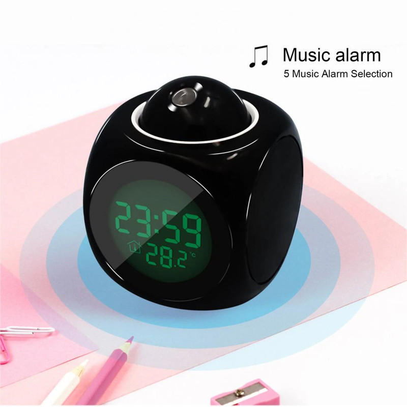 LED Projection Alarm Clock Digital LCD Display Voice Talking Weather Snooze USB gallery
