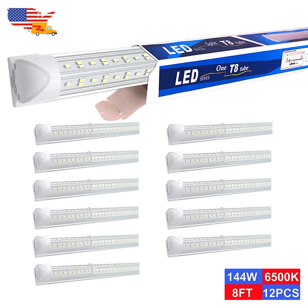 12 Pack T8 8' Integrated LED Bulbs 144W 18000Lm 6500K Workshop Ceiling Fixture gallery